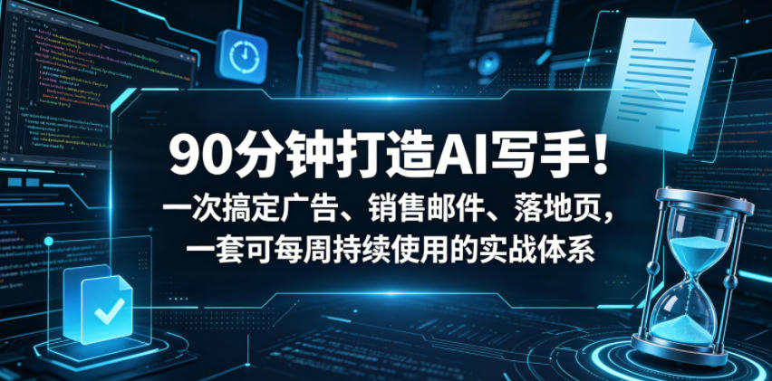 90分钟打造AI写手！一次搞定广告、销售邮件、落地页，一套可每周持续使用的实战体系【原创双语字幕】-课程网