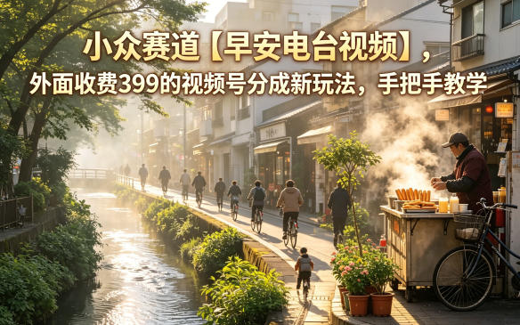 小众赛道【早安电台视频】，外面收费399的视频号分成新玩法，手把手教学-课程网