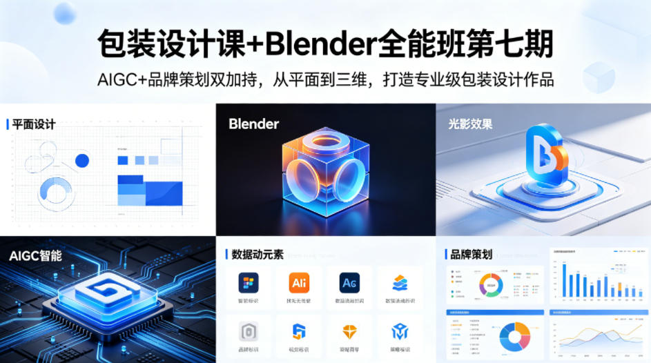 包装设计课+Blender全能班第七期，AIGC+品牌策划双加持，从平面到三维，打造专业级包装设计作品-课程网