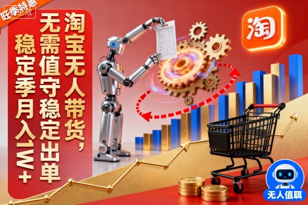 淘宝无人带货，无需值守稳定出单，电商旺季，稳定月入1W+-课程网