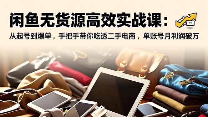 闲鱼无货源高效实战课：从起号到爆单，手把手带你吃透二手电商，单账号月利润破万-课程网