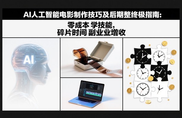 AI人工智能电影制作技巧及后期完整终极指南：零成本学技能，碎片时间副业增收-课程网