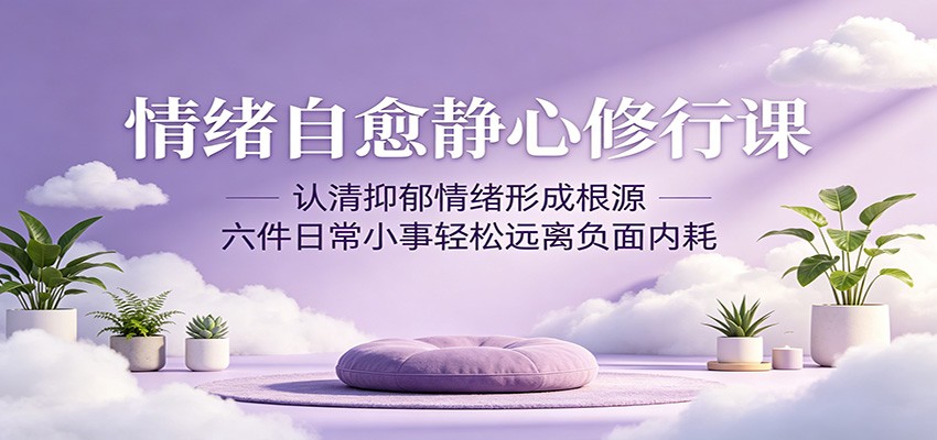 情绪自愈静心修行课：认清抑郁情绪形成根源，六件日常小事轻松远离负面内耗-课程网