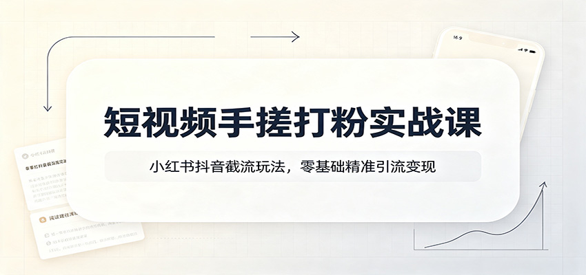 短视频手搓打粉实战课：小红书抖音截流玩法，零基础精准引流变现-课程网