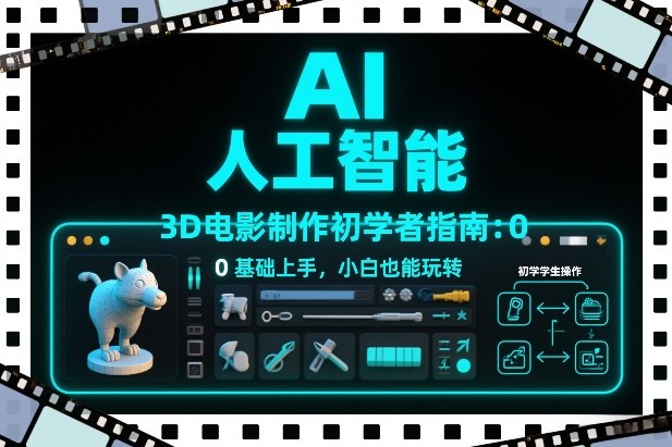 AI人工智能3D电影制作初学者指南：0基础上手，小白也能玩转-课程网