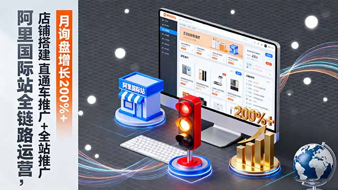 阿里国际站全链路运营，店铺搭建+直通车推广+全站推广，月询盘增长200%+-课程网