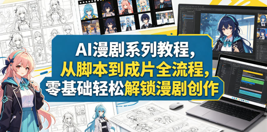 AI漫剧系列教程，从脚本到成片全流程，零基础轻松解锁漫剧创作-课程网