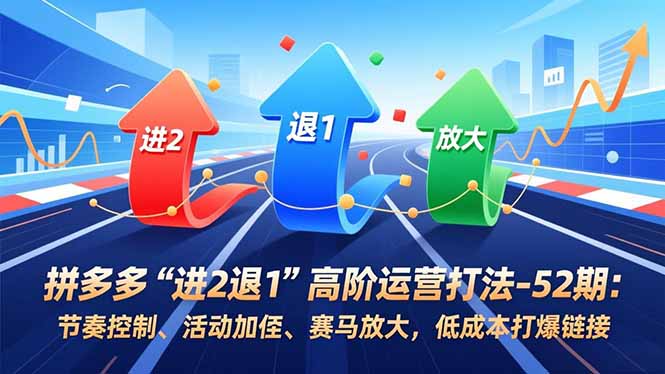 拼多多“进2退1”高阶运营打法-52期：节奏控制、活动加权、赛马放大，低成本打爆链接-课程网