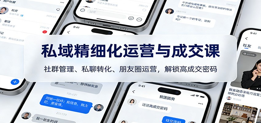 私域精细化运营与成交课：社群管理、私聊转化、朋友圈运营，解锁高成交密码-课程网