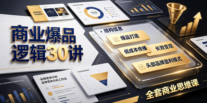 商业爆品逻辑30讲｜拆解各行各业头部品牌盈利模式，吃透爆品打造、低成本传播、长效变现全套商业思维课-课程网