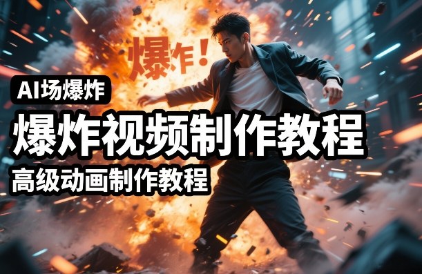 AI场景爆炸视频制作教程，利用人物实拍视频制作出高级的动画特效-课程网