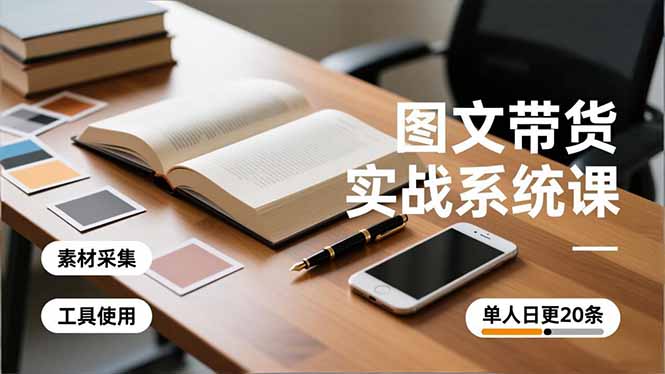 图文带货实战系统课，工具使用、素材采集、防同质化，单人日更20条月入3w+-课程网