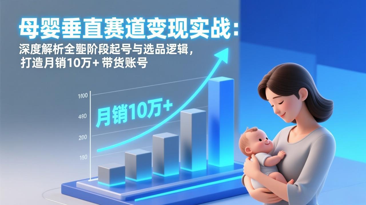 母婴垂直赛道变现实战：深度解析三大阶段起号与选品逻辑，打造月销10万+带货账号-课程网
