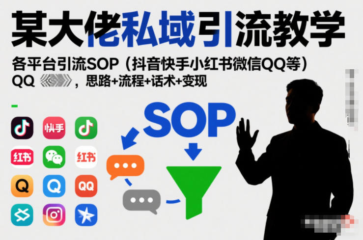 某大佬私域引流教学，各平台引流SOP（抖音快手小红书微信QQ等），思路+流程+话术+变现-课程网