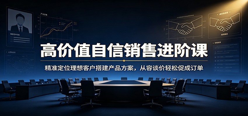 高价值自信销售进阶课：精准定位理想客户搭建产品方案，从容谈价轻松促成订单-课程网