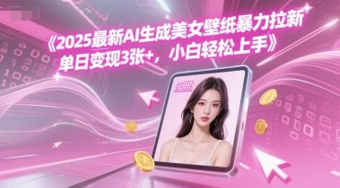 2025最新AI生成美女壁纸暴力拉新, 单日变现3张+，小白轻松上手-课程网