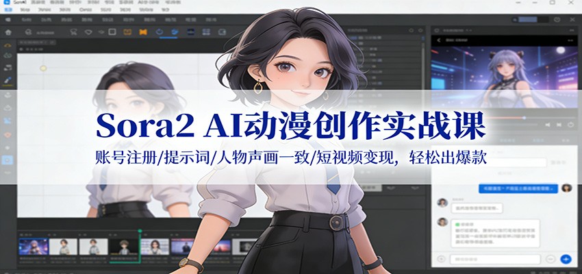 Sora2 AI动漫创作实战课：账号注册/提示词/人物声画一致/短视频变现，轻松出爆款-课程网