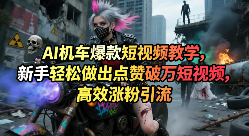 AI机车爆款短视频教学，新手轻松做出点赞破万短视频，高效涨粉引流-课程网