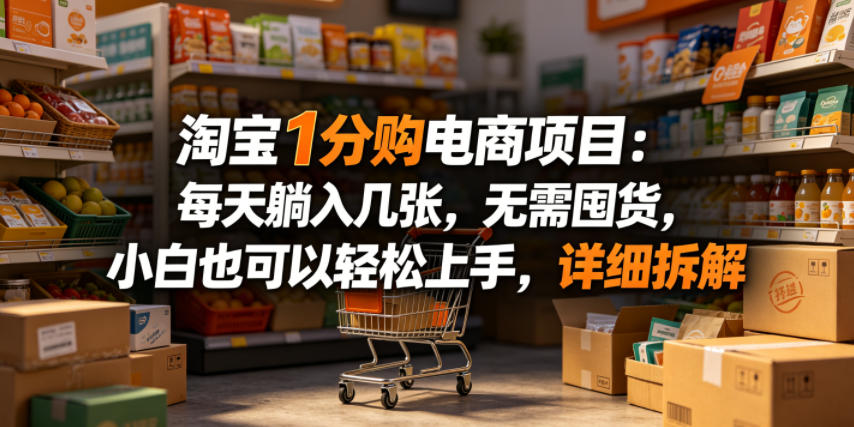 淘宝1分购电商项目：每天躺入几张，无需囤货，小白也可以轻松上手，详细拆解-课程网