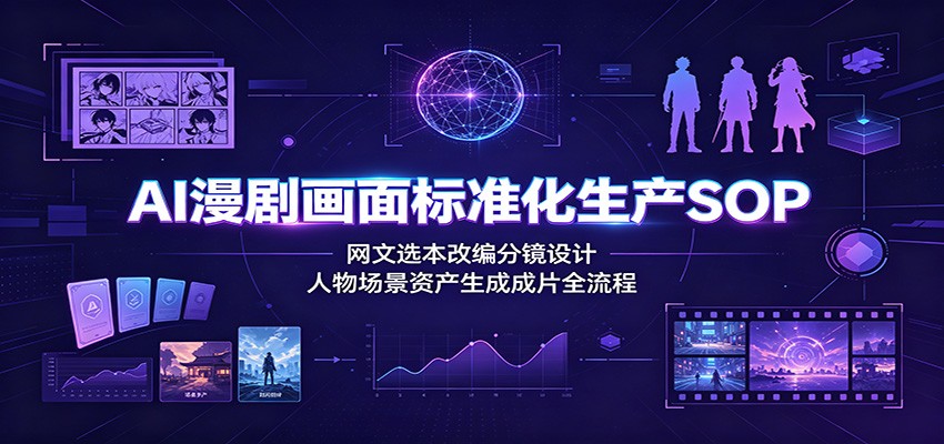 AI漫剧画面标准化生产SOP：网文选本改编分镜设计，人物场景资产生成成片全流程-课程网