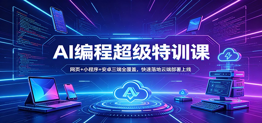 AI编程超级特训课：网页+小程序+安卓三端全覆盖，快速落地云端部署上线-课程网