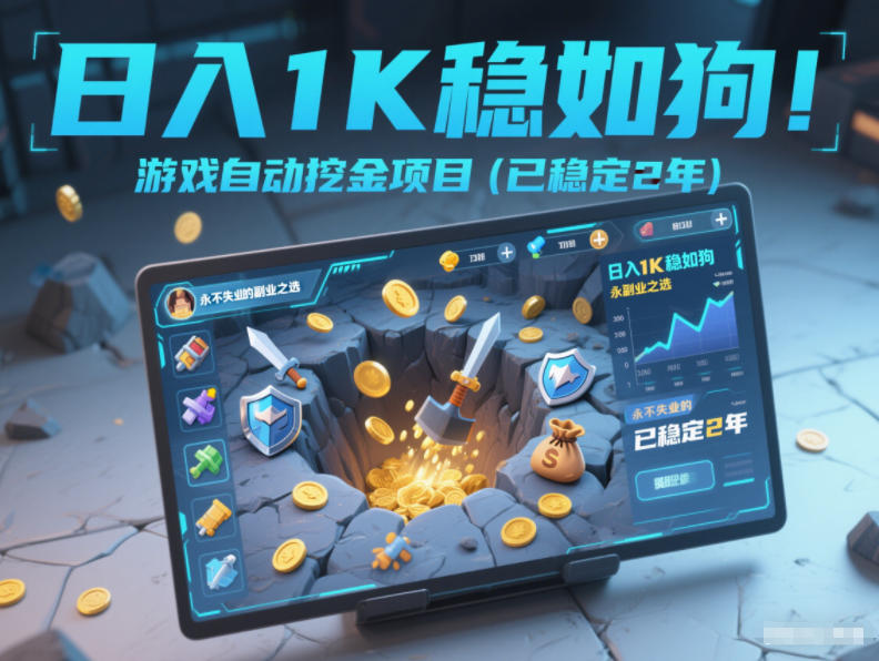 日入1K稳如狗！游戏自动挖金项目（已稳定2年），永不失业的副业之选【揭秘】-课程网