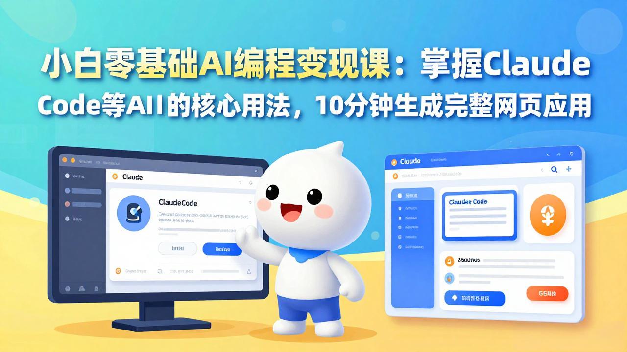 小白零基础AI编程变现课：掌握Claude Code等AI工具的核心用法，10分钟生成完整网页应用-课程网