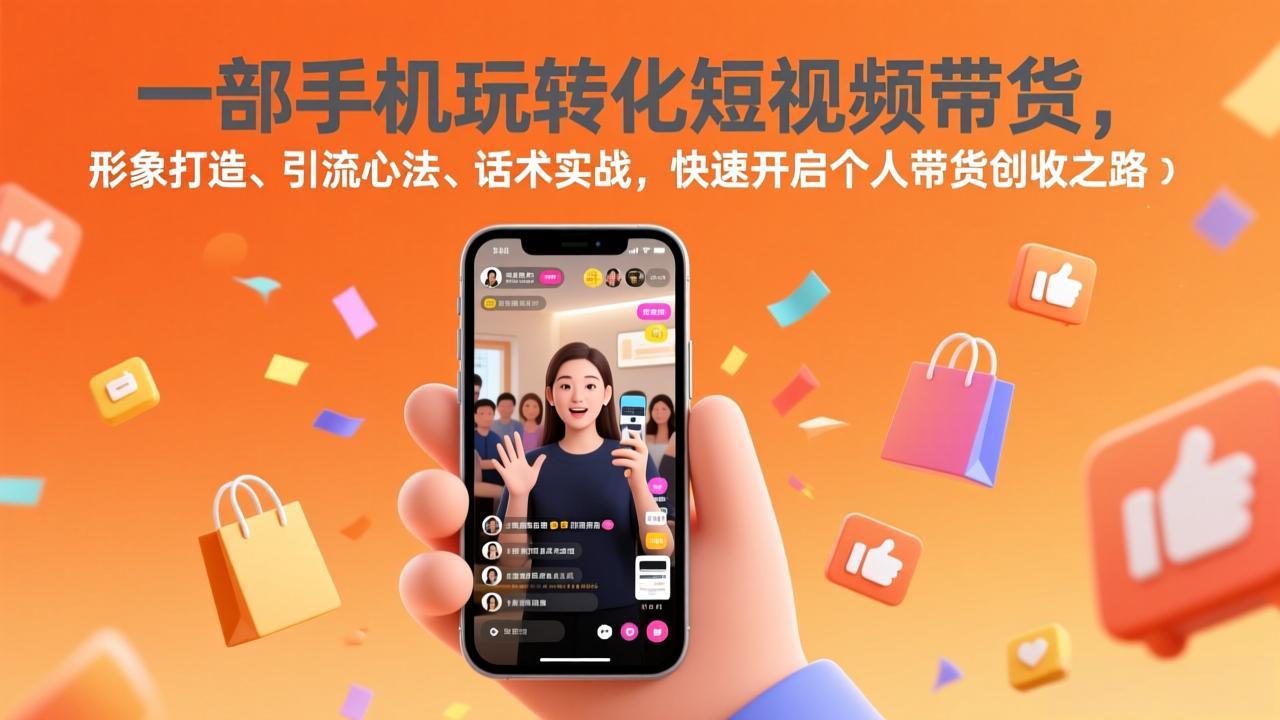 一部手机玩转化短视频带货，形象打造、引流心法、话术实战，快速开启个人带货创收之路-课程网