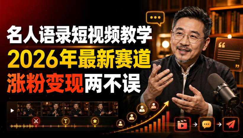 名人语录短视频教学，2026年最新赛道，涨粉变现两不误-课程网