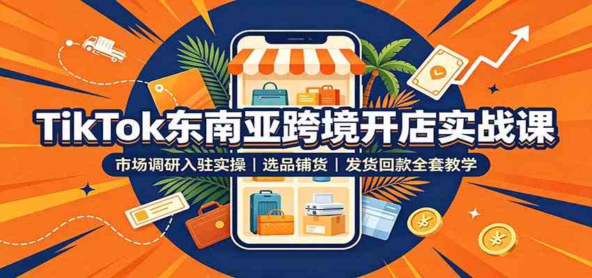 TikTok东南亚跨境开店实战课:市场调研入驻实操,选品铺货,发货回款全套教学 TikTok东南亚跨境开店实战课:市场调研入驻实操,选品铺货,发货回款全套教学