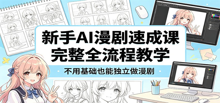 新手AI漫剧速成课：完整全流程教学，不用基础也能独立做漫剧-课程网
