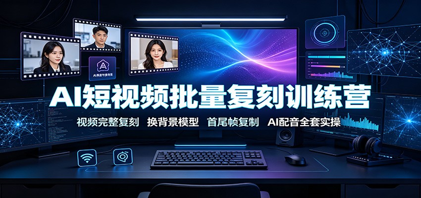 AI短视频批量复刻训练营：视频完整复刻，换背景模型、首尾帧复制、AI配音全套实操-课程网