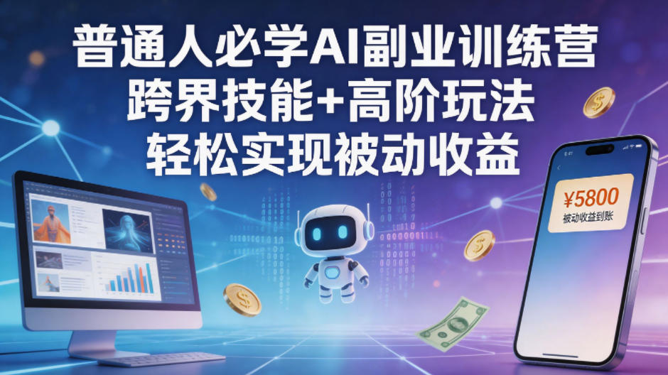 普通人必学AI副业训练营跨界技能+高阶玩法轻松实现被动收益-课程网