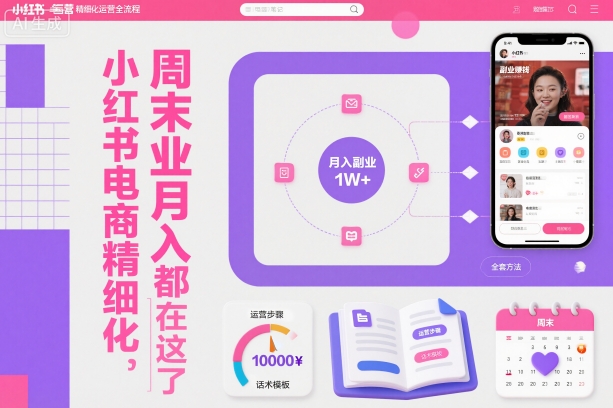 小红书电商精细化运营全流程，周末副业月入1W+，全套方法都在这了-课程网