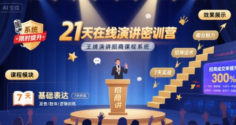 21天在线演讲密训营，王牌演讲招商课程系统-课程网