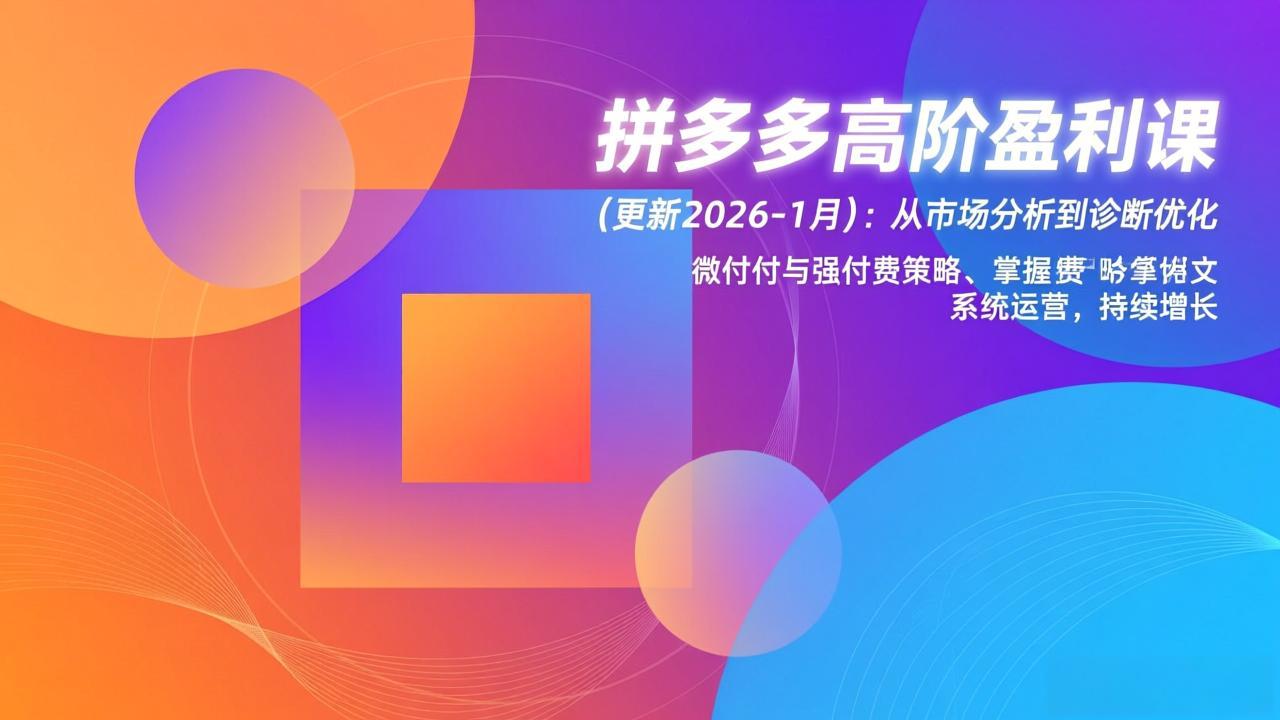 拼多多高阶盈利课(更新2026-1月-课程网