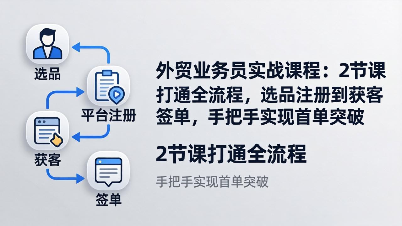 外贸业务员实战课程：2节课打通全流程，选品注册到获客签单，手把手实现首单突破-课程网