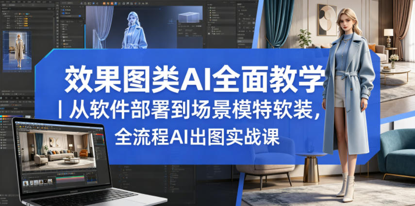 效果图类AI全面教学｜从软件部署到场景模特软装，全流程AI出图实战课-课程网