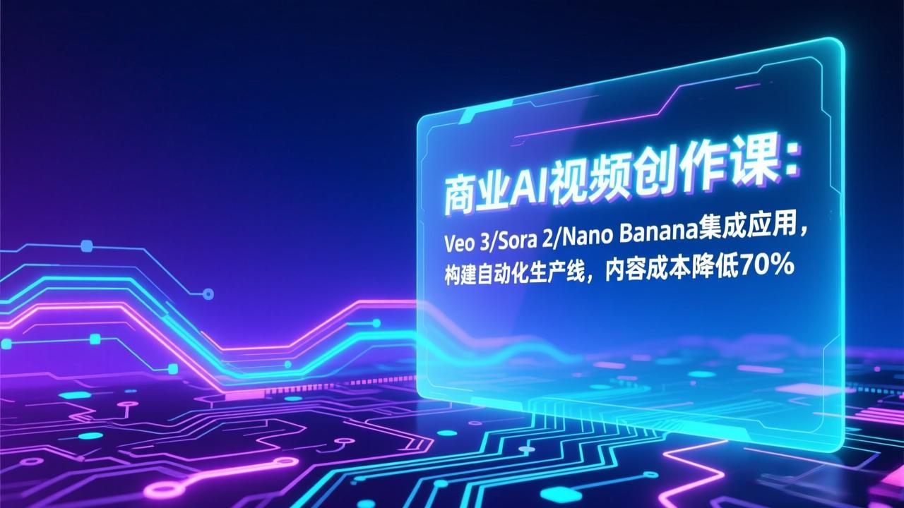 商业AI视频创作课：Veo 3/Sora 2/Nano Banana集成应用，构建自动化生产线，内容成本降低70%-课程网