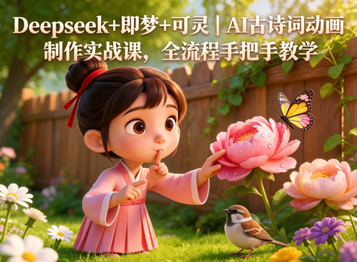 Deepseek+即梦+可灵｜AI古诗词动画制作实战课，全流程手把手教学-课程网