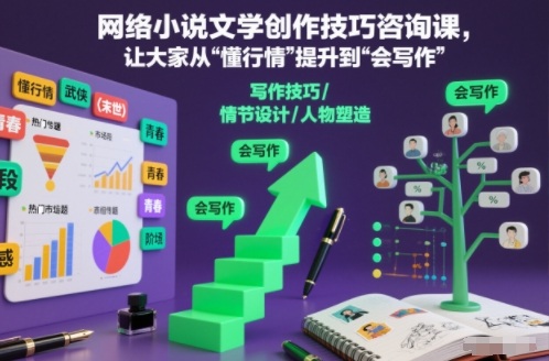 网络小说文学创作技巧咨询课，让大家从“懂行情”提升到”会写作”的高度-课程网