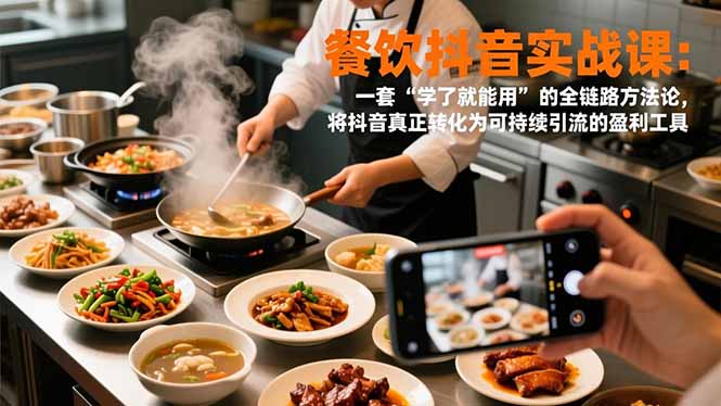 餐饮抖音实战课：一套“学了就能用”的全链路方法论，将抖音真正转化为可持续引流的盈利工具-课程网