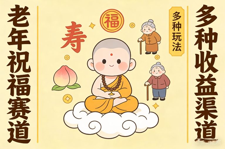 老年祝福赛道，漫画+小佛陀，多种玩法+多种收益渠道【附详细教程】-课程网