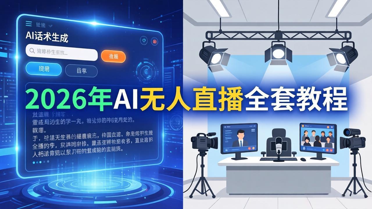 2026年AI无人直播全套教程：OBS安装+软件配置+直播间搭建+话术生成+一键开播实操-课程网