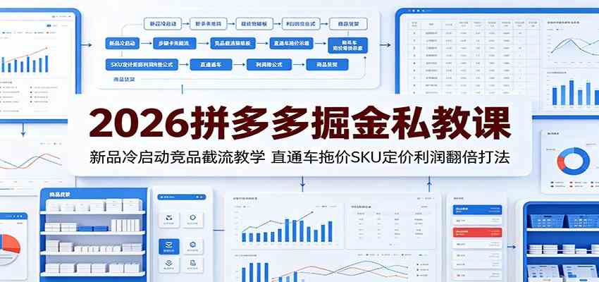 2026拼多多掘金私教课：新品冷启动竞品截流教学，直通车拖价SKU定价利润翻倍打法-课程网