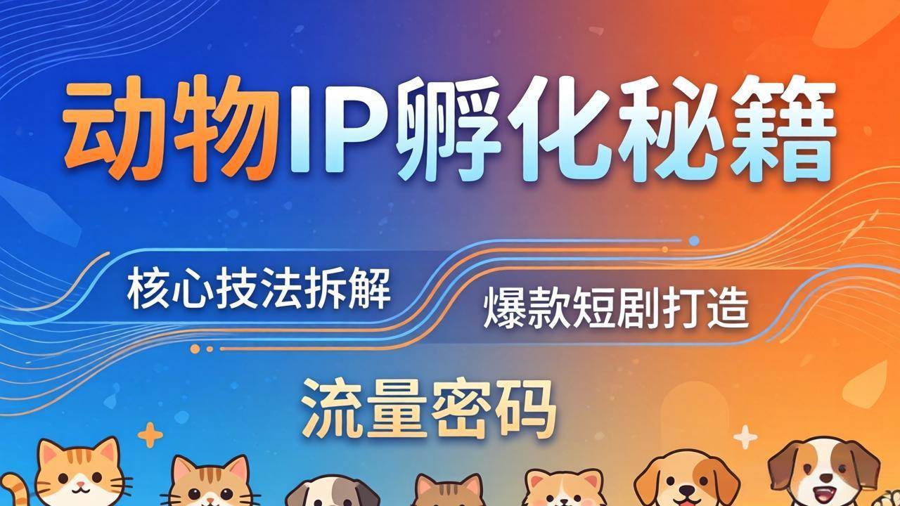 （18207期）动物IP孵化全套秘籍，三大核心技法拆解，打造爆款萌宠短剧，轻松拿捏赛道流量密码-课程网