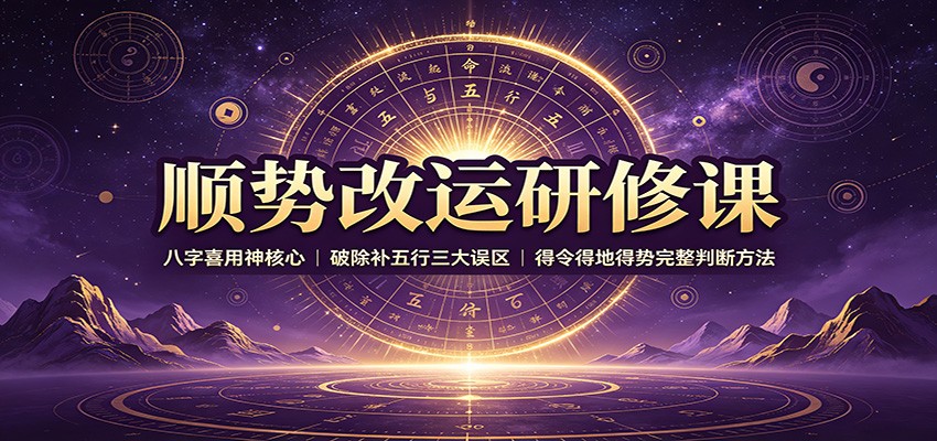 顺势改运研修课：八字喜用神核心，破除补五行三大误区，得令得地得势完整判断方法-课程网