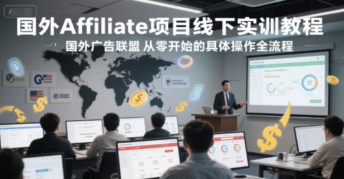 国外Affiliate项目线下实训教程，国外广告联盟从零开始的具体操作全流程-课程网