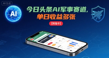 今日头条AI军事赛道，单日收益多张 ，手机可做【附指令】-课程网