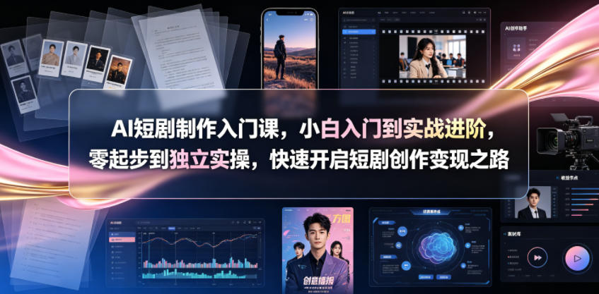 AI短剧制作入门课，小白入门到实战进阶，零起步到独立实操，快速开启短剧创作变现之路-课程网